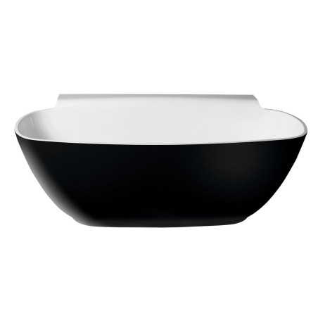 NIGRA Cast Marble Freestanding Bath 158x80x45cm, Noir/Blanc