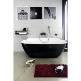 NIGRA Cast Marble Freestanding Bath 158x80x45cm, Noir/Blanc