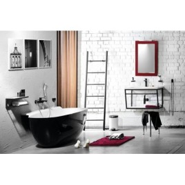 NIGRA Cast Marble Freestanding Bath 158x80x45cm, Noir/Blanc