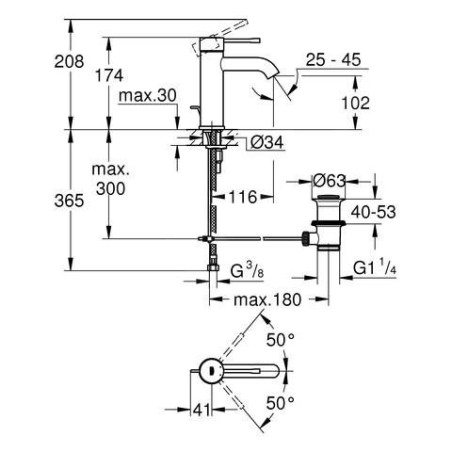 Grohe Essence - Mitigeur de lavabo avec garniture de vidage, graphite foncé 23589A01