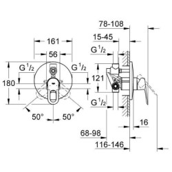 Grohe BauLoop - Mitigeur de baignoire encastré, chrome 29081000