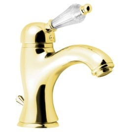 KIRKÉ CRYSTAL robinet de mélangeur de lavabo cristal, avec déchets pop up, or
