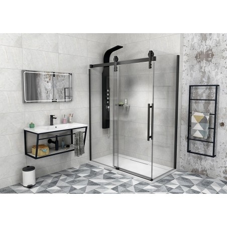 VOLCANO BLACK Porte de douche 1200 mm, verre clair