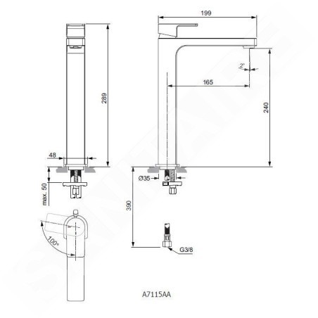 Ideal Standard Edge - Mitigeur pour vasque, BlueStart, chrome A7115AA