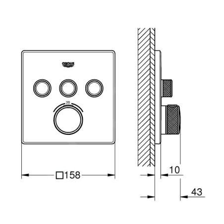 Grohe Grohtherm SmartControl - Mitigeur thermostatique encastré avec 3 sorties, Cool Sunrise 29126GN0