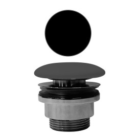 GSI déchets de lavabo non fendus 5/4“, H 5-65 mm, fiche céramique, noir mat