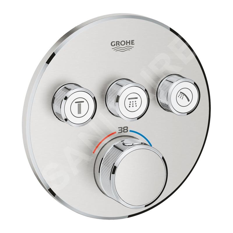 Grohe Grohtherm SmartControl - Mitigeur thermostatique encastré de douche, 3 sorties, supersteel 29121DC0