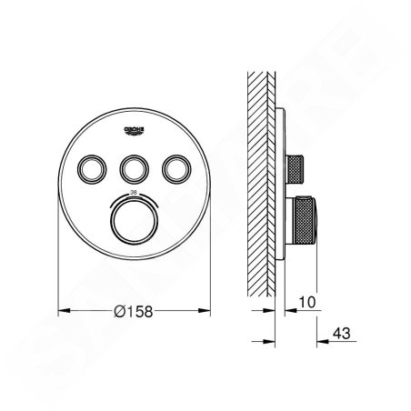 Grohe Grohtherm SmartControl - Mitigeur thermostatique encastré de douche, 3 sorties, supersteel 29121DC0