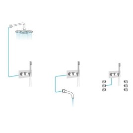 DIMY Mélangeur de douche en béton Tap inc Shower Handset, 2 voies, noir
