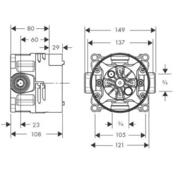 Hansgrohe Corps d’encastrement universal - Corps d’encastrement iBox Universal avec robinet de barrage fermeture 01850180