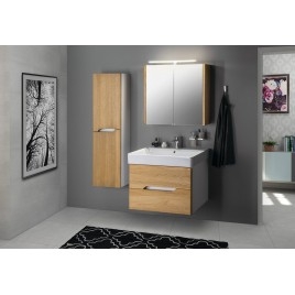 MEDIENA Vanity Unit 77x50,5x49cm, blanc mat/oak naturel