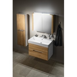 MEDIENA Vanity Unit 77x50,5x49cm, blanc mat/oak naturel