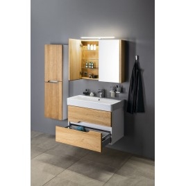 MEDIENA Vanity Unit 77x50,5x49cm, blanc mat/oak naturel
