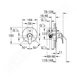 Grohe Start Flow - Mitigeur de baignoire avec corps d'encastrement, chrome 29117000