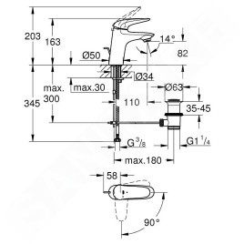Grohe Wave - Mitigeur de lavabo, chrome 23581001