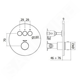 Paffoni Compact Box - Mitigeur thermostatique encastré, pour 3 sorties, noir mat CPT019NO