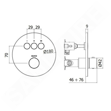 Paffoni Compact Box - Mitigeur thermostatique encastré, pour 3 sorties, noir mat CPT019NO