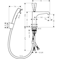 Axor Citterio E - Mitigeur de lavabo avec douchette de bidet, noir mat 36130670