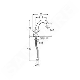 Roca Carmen - Mitigeur de lavabo, chrome A5A3B4BC00