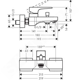 Hansgrohe Metropol - Mitigeur de baignoire, noir chromé brossé 32540340