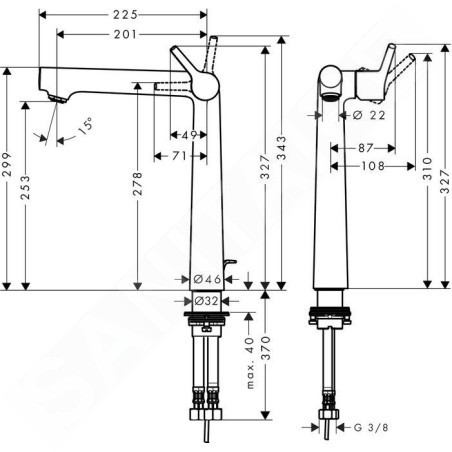 Hansgrohe Talis S - Mitigeur de lavabo 250 avec garniture de vidage à tirette, chrome 72115000