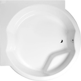 ROYAL Corner Round Bath avec support. Cadre 173x173x49cm, Blanc