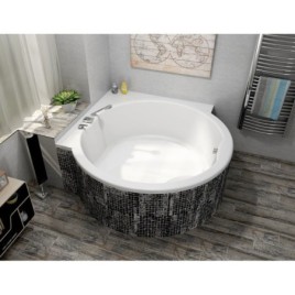 ROYAL Corner Round Bath avec support. Cadre 173x173x49cm, Blanc