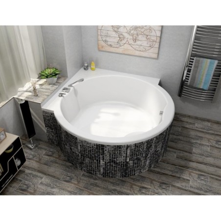 ROYAL Corner Round Bath avec support. Cadre 173x173x49cm, Blanc