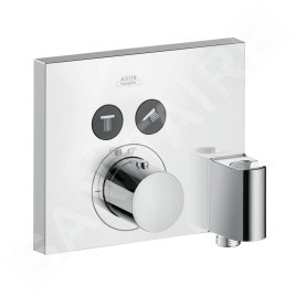 Axor ShowerSelect - Thermostat encastré Square pour 2 sorties avec unité FixFit et support, chrome 36712000