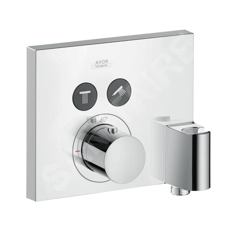 Axor ShowerSelect - Thermostat encastré Square pour 2 sorties avec unité FixFit et support, chrome 36712000