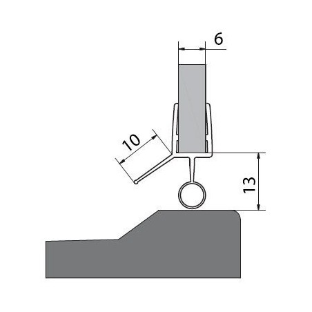Verre de scellement acrylique/floor (plaquette de douche), longueur 1000mm pour verre 6mm