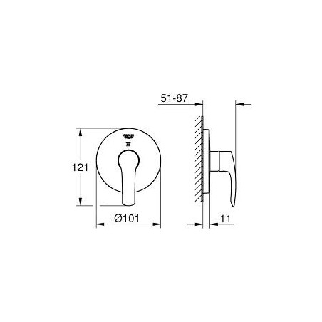 Grohe Eurosmart - Robinet encastrable, inverseur 3 voies, chrome 19970002