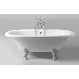REGATA Freestanding Bath 175x85x61cm, Chrome Matt Legs, Blanc