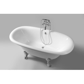 REGATA Freestanding Bath 175x85x61cm, Chrome Matt Legs, Blanc