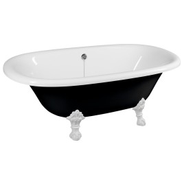 REGATA Freestanding Bath 175x85x61cm, Legs Blancs, Noir/Blanc