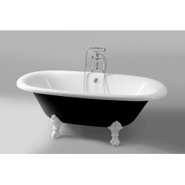 REGATA Freestanding Bath 175x85x61cm, Legs Blancs, Noir/Blanc
