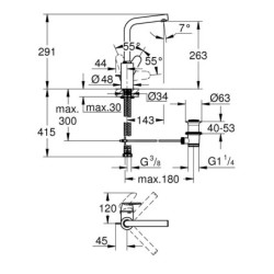Grohe Eurodisc Cosmopolitan - Mitigeur de lavabo avec garniture de vidage, chrome 23054003