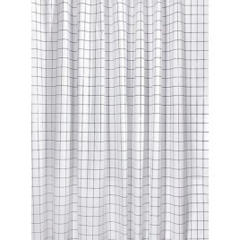 Rideau de douche 180x180cm, vinyle, motif carré noir/blanc