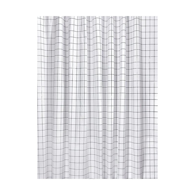 Rideau de douche 180x180cm, vinyle, motif carré noir/blanc