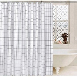 Rideau de douche 180x180cm, vinyle, motif carré noir/blanc