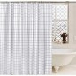 Rideau de douche 180x180cm, vinyle, motif carré noir/blanc