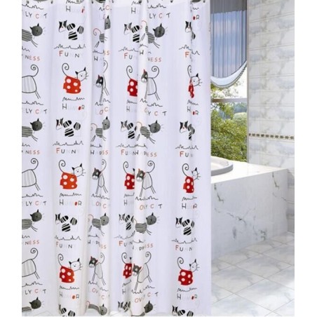 Rideaux de douche 180x180cm, vinyle, chats