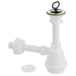 Vidange en acier inoxydable 80 mm, bouchon avec poignée, DN32, blanc