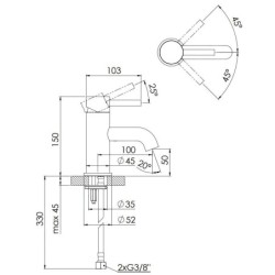Steinberg 100 - Mitigeur de lavabo, noir mat 100 1010 S