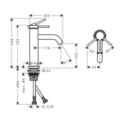 Hansgrohe Tecturis S - Mitigeur de lavabo, EcoSmart, bronze brossé 73311140