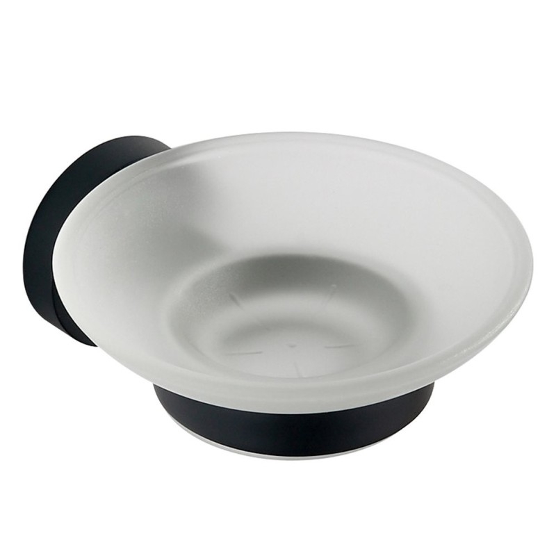SAMBA porte-savon, verre glacé, noir mat