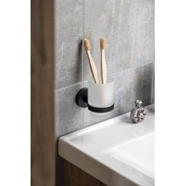 Titulaire SAMBA, verre glacé, mat noir