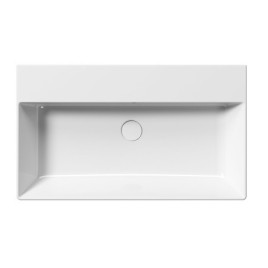 KUBE X lavabo en céramique 80x47cm, pas de trou de robinet, blanc ExtraGlaze