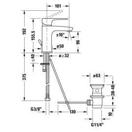 Duravit B.1 - Mitigeur de lavabo avec vidage, chrome B11010001010
