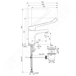 Ideal Standard Cerabase - Mitigeur de lavabo avec levier long , avec vidage, chrome BD061AA